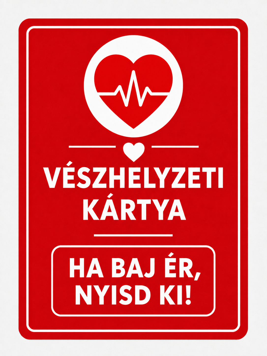 ÉletKapocs vészhelyzeti információs kártya